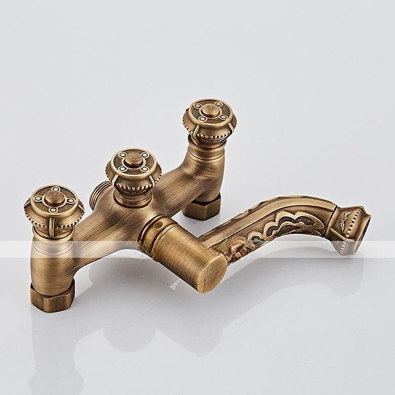 Vintage Shower System Faucet Set Wall Mounted 360 Swivel Antique Brass Bathroom Shower Head Facuet Kit with Handheld Shower Head Sprayer Ceramic Valve Bath Mixer Tap 2025 - CAD $119.99 –P4