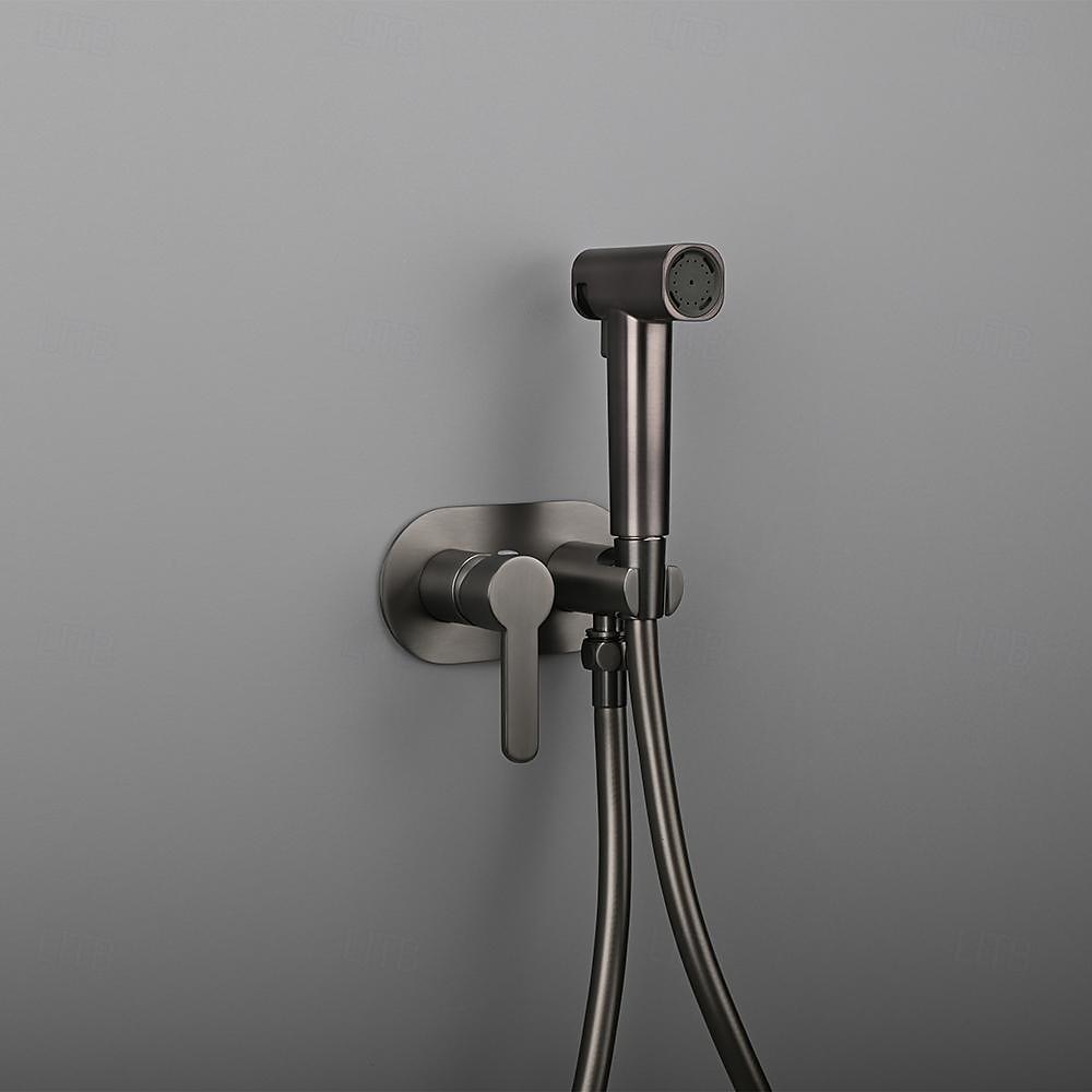 Brushed Grey Bidet Sprayer set wall Bidet shower Hot And Cold bidet Bathroom Solid Brass Shattaf Shower Faucet mixer tap 2025 - CAD $95.99 –P2