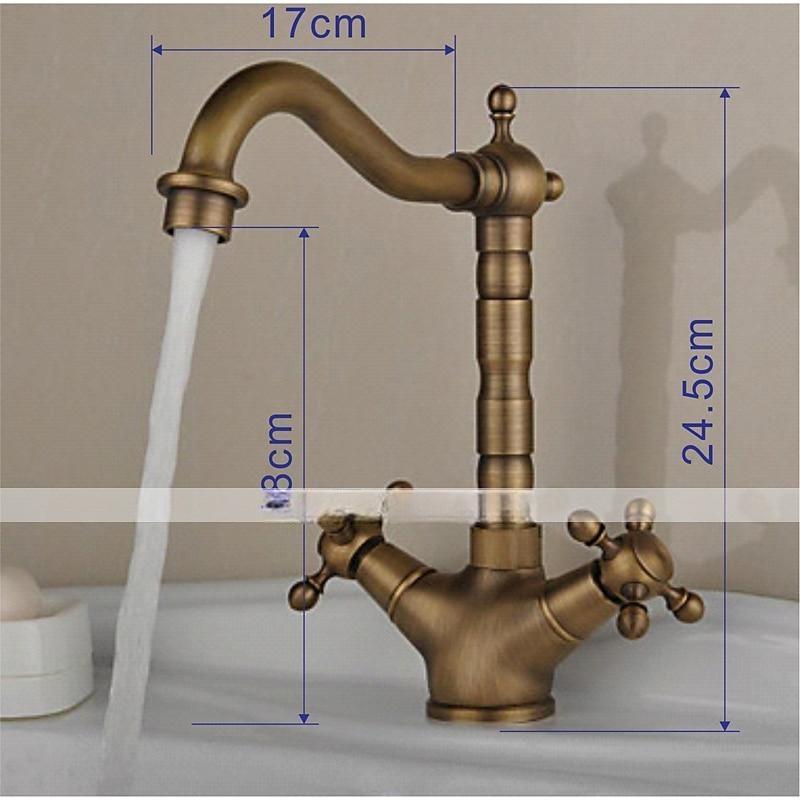 Single Handle Kitchen Faucet Antique Brass One Hole Rotatable Standard Spout/Tall/High Arc Brass Antique/COD Kitchen Faucet with Supply Lines / Adjustable to Cold and Hot Water 2025 - CAD $79.99 –P1