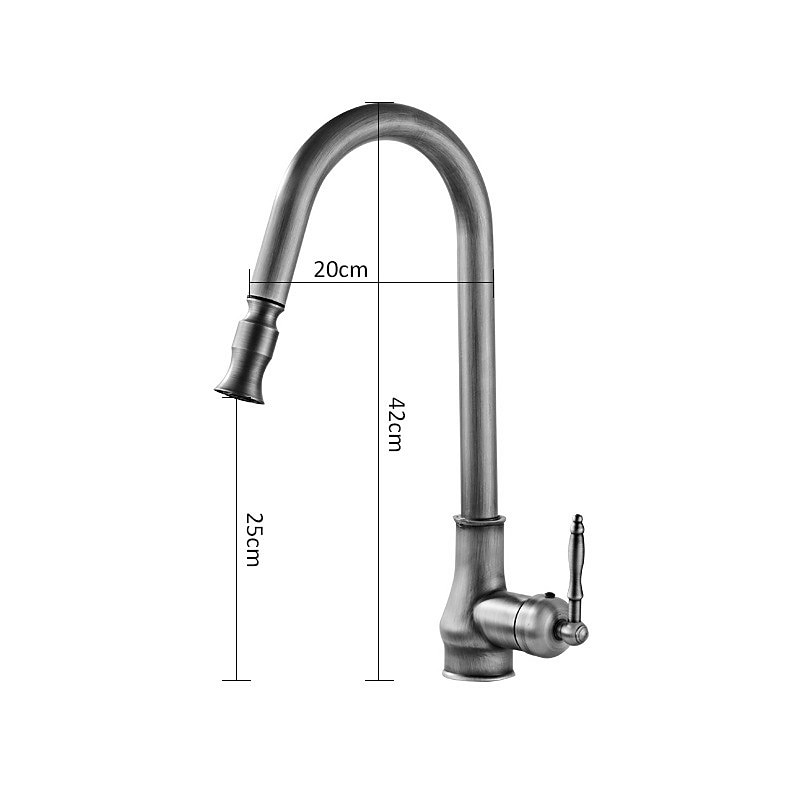 Kitchen Sink Mixer Faucet with Pull Out Sprayer Grey 360 Swivel Single Handle Spring Kitchen Taps Deck Mounted One Hole Brass Kitchen Sink Faucet Water Vessel Taps 2025 - CAD $143.99 –P1