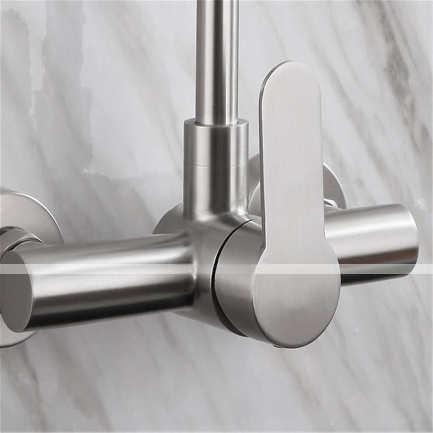 Kitchen FaucetStainless Steel Rotatable Wall Mounted Single Handle Two Holes Kitchen Taps with Hot and Cold Switch 2025 - CAD $79.99 –P4