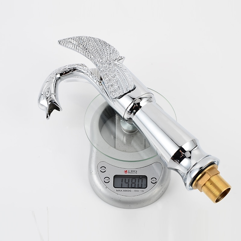 Retro Bathroom Sink Mixer Faucet Brass Swan Shap, Monobloc Washroom Basin Taps Single Handle One Hole Deck Mounted, Mono Water Vessel Tap Hot and Cold Hose Antique 2025 - CAD $143.99 –P3