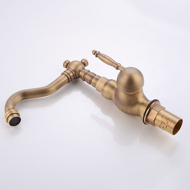 Bathroom Faucet Single Handle, Sink Mixer Basin Taps with Cold and Hot Hose Vintage Brass 2025 - CAD $71.99 –P1