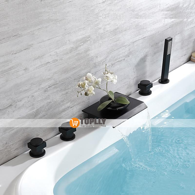 Bathtub Faucet - Contemporary Electroplated Roman Tub Ceramic Valve Bath Shower Mixer Taps 2025 - CAD $366.99 –P1