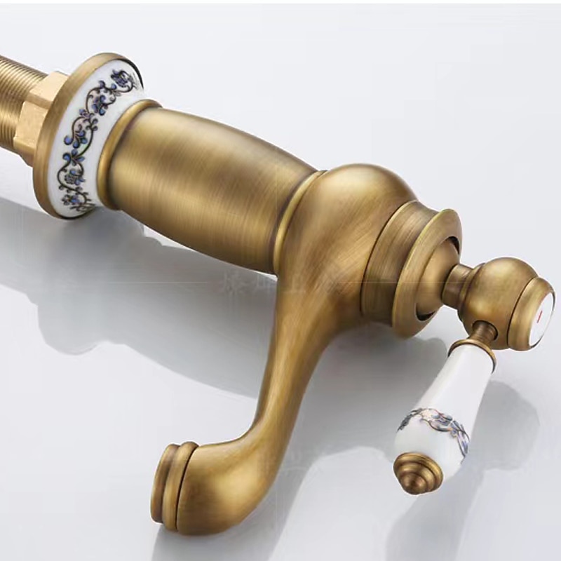 Vintage Bathroom Sink Mixer Faucet, Monobloc Washroom Basin Taps Single Handle One Hole Deck Mounted, Mono Retro Style Water Taps Hot and Cold Hose 2025 - CAD $95.99 –P8
