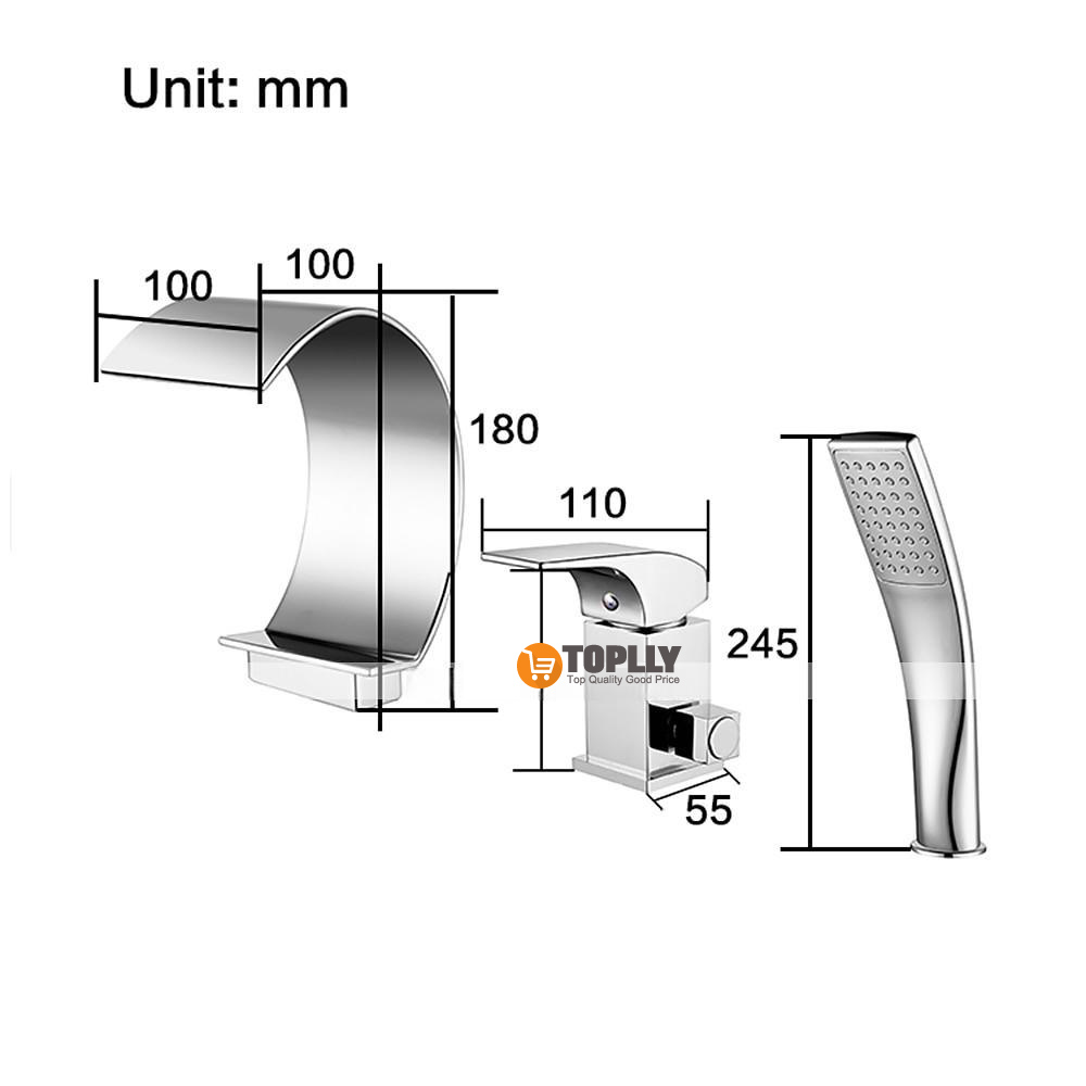 Bathtub Faucet - Contemporary Chrome Roman Tub Ceramic Valve Bath Shower Mixer Taps / Brass / Single Handle Three Holes 2025 - CAD $287.99 –P1