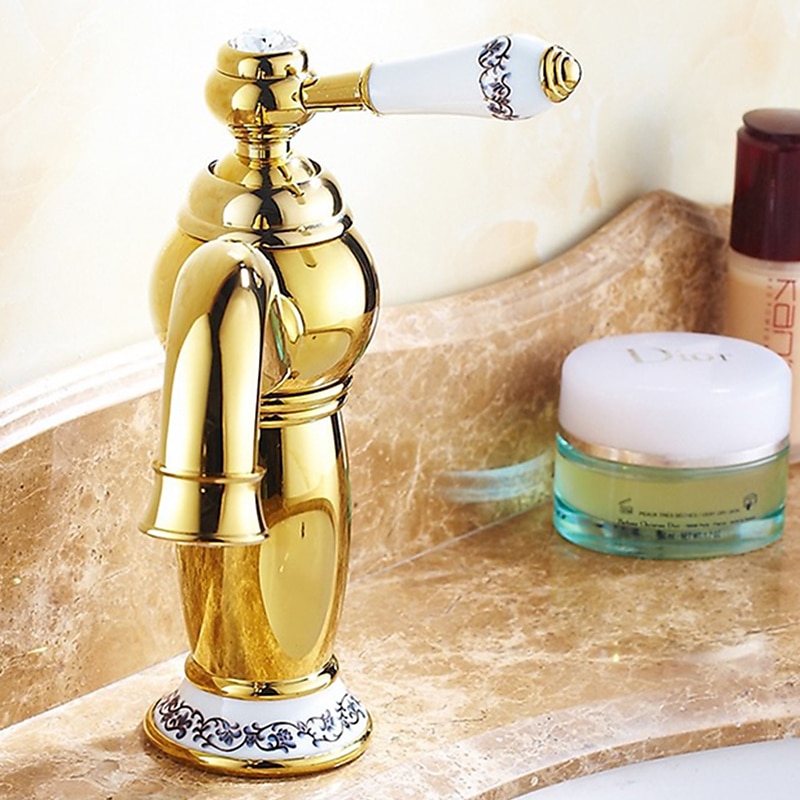 Bathroom Sink Faucet,Single Handle One Hole Brass Standard Spout,Brass Vintage Bathroom Sink Faucet Contain with Hot and Cold Water 2025 - CAD $87.99 –P2