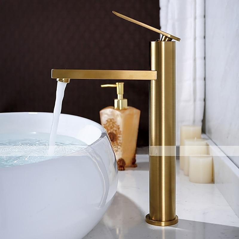 Bathroom Sink Faucet - Single Brushed Gold Centerset Single Handle One HoleBath Taps 2025 - CAD $159.99 –P4