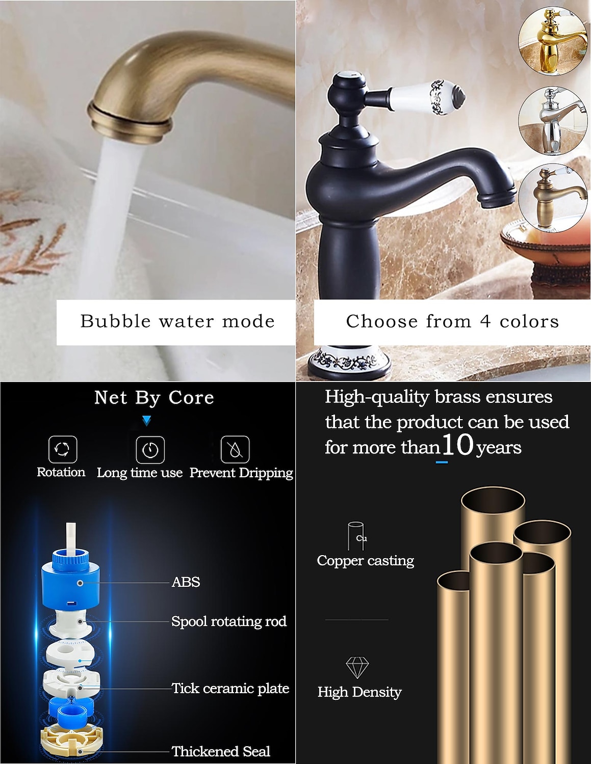 Bathroom Sink Faucet,Single Handle One Hole Brass Standard Spout,Brass Vintage Bathroom Sink Faucet Contain with Hot and Cold Water 2025 - CAD $87.99 –P1