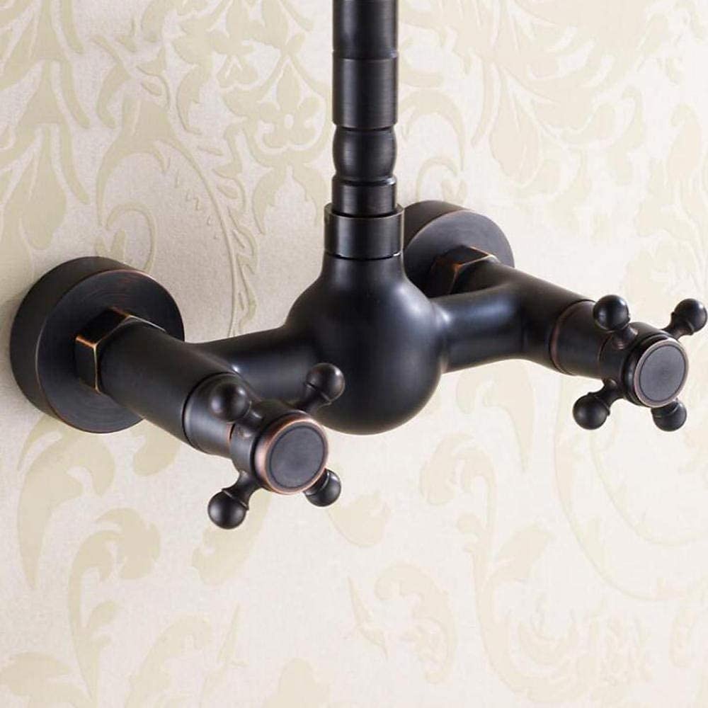 Retro Style Utility Sink Black Laundry Faucet Wall Mount High Arc Two Handles Two Holes Wash Basin Tap with Hot and Cold Water Hoses Laundry Tub Pot Filler Commercial Faucet 2025 - CAD $95.99 –P3