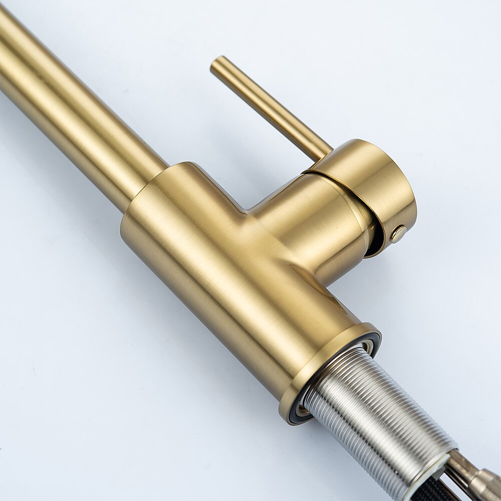 Kitchen Faucet with Pull-out SpraySingle Handle One Hole 2-modes Brass Kitchen Taps 2025 - CAD $199.99 –P15