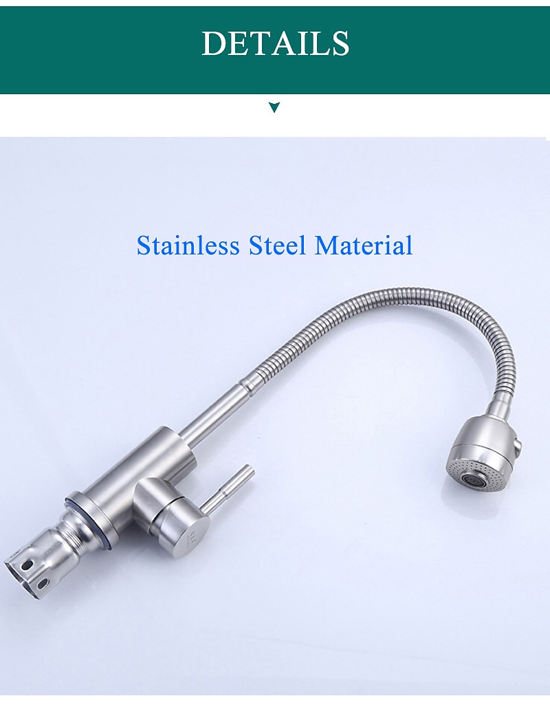 304 Stainless Steel Cold and Hot Water Kitchen Faucet Kitchen Mixers Kitchen Sink Tap 360 Degree Swivel Flexible Hose Basin Faucet 2025 - CAD $59.99 –P5
