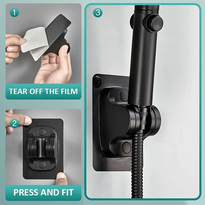 Shower Head Bracket No Drilling Holder 360° Adjustable Without Drilling ABS Wall Bracket Replacement Waterproof Attachment for Bathroom 2025 - CAD $3.99 –P3