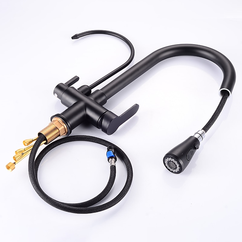 Kitchen faucet - Two Handles One Hole Electroplated / Painted Finishes Pull-out / Pull-down / Tall / High Arc / Purified water Centerset Modern Contemporary Kitchen Taps 2025 - CAD $159.99 –P10