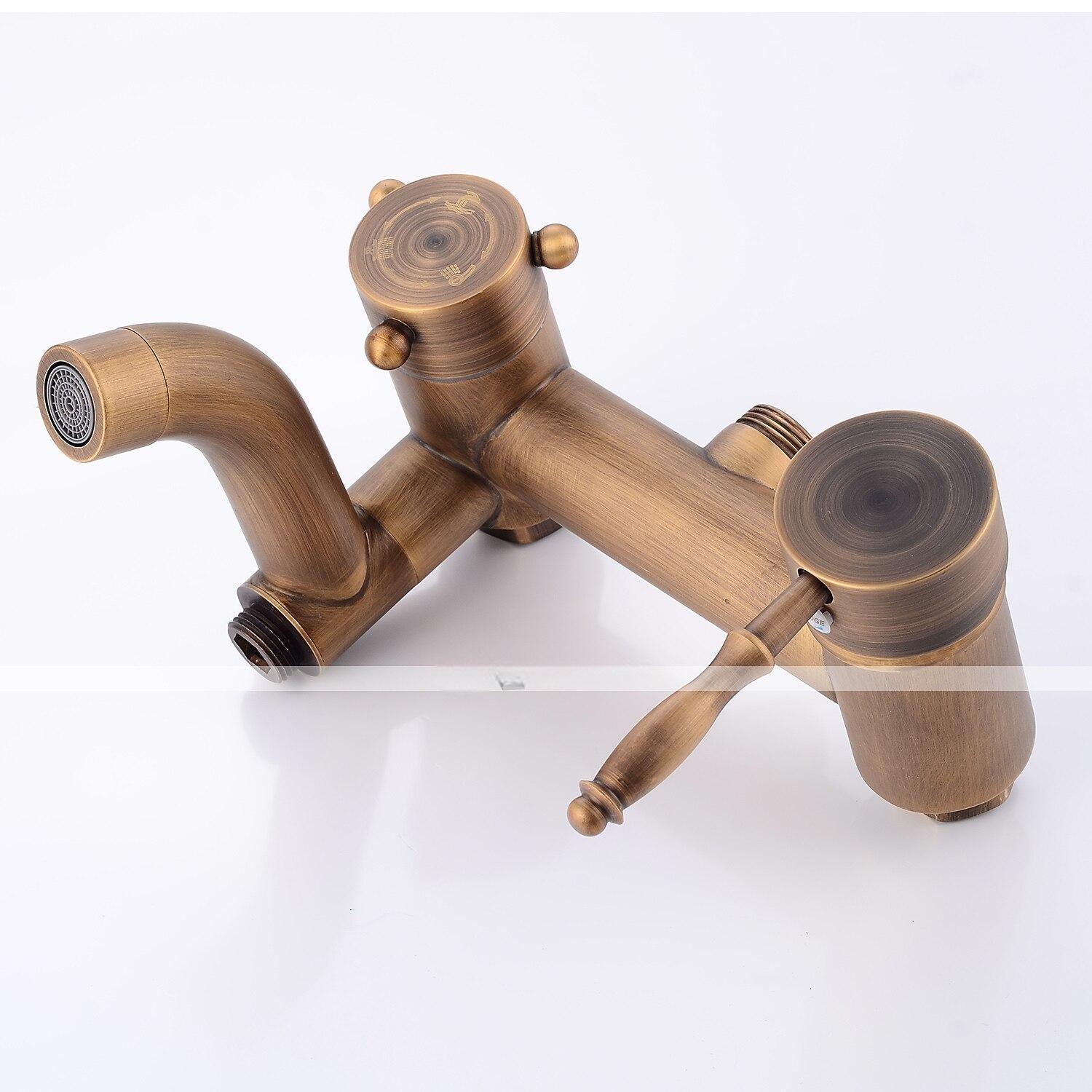 Shower FaucetShower System Set - Handshower Included pullout Waterfall Vintage Style / Country Antique Brass Mount Outside Ceramic Valve Bath Shower Mixer Taps 2025 - CAD $303.99 –P6