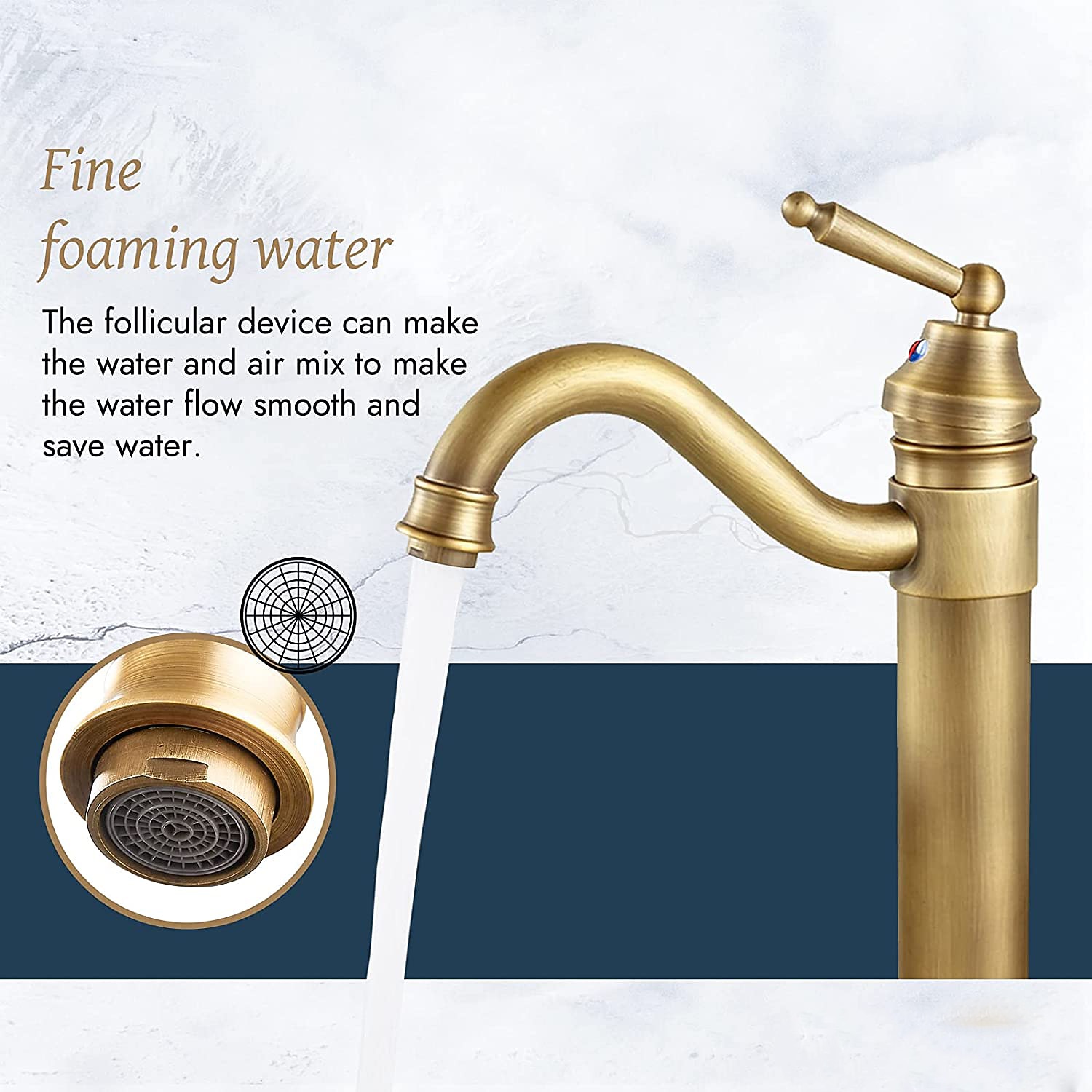 Antique Brass Single Handle Bathroom Sink Faucet Brushed Brass Long Reach Bathroom Faucet Mixer Tap 2025 - CAD $95.99 –P2