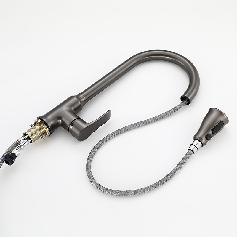 Kitchen Faucet with Pull-out SpraySingle Handle One Hole Brass High Arc 3-Modes Minimalist Style Kitchen Taps(Gun Grey/Black/Chrome) 2025 - CAD $119.99 –P6