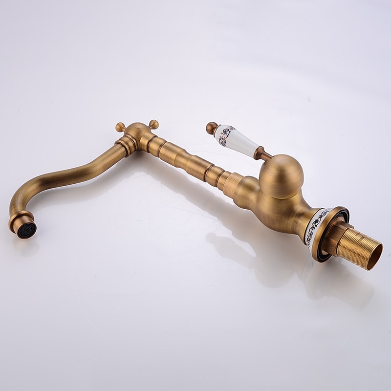 Vintage Kitchen Faucet Sink Mixer Taps Single Handle Vessel Tap with Cold and Hot Hose 2025 - CAD $79.99 –P2