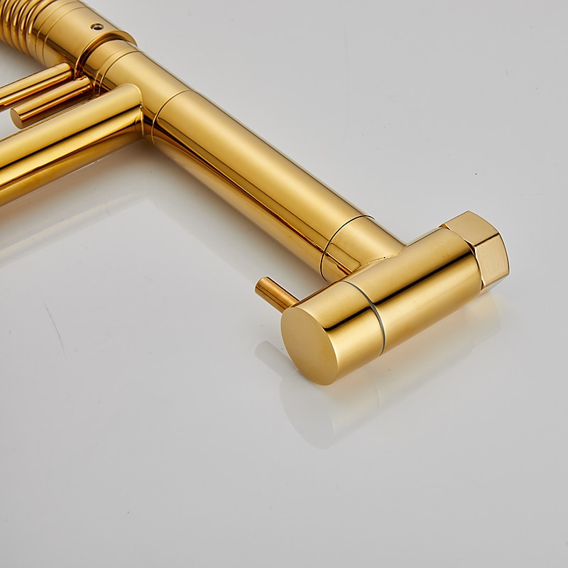 Wall Mounted Kitchen Sink Faucet Only Cold Water Pull Down Sprayer 360 Swivel Pull Out Kitchen Taps 2 Sprayer Mode Vessel Water Tap Gold Black Chrome 2025 - CAD $159.99 –P7