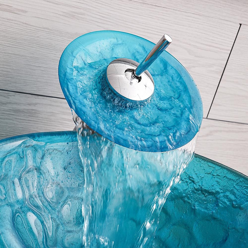Bathroom Sink / Bathroom Faucet / Bathroom Mounting Ring Vanity Wash Basin - Tempered Glass Round Vessel Sink 2025 - CAD $311.99 –P10