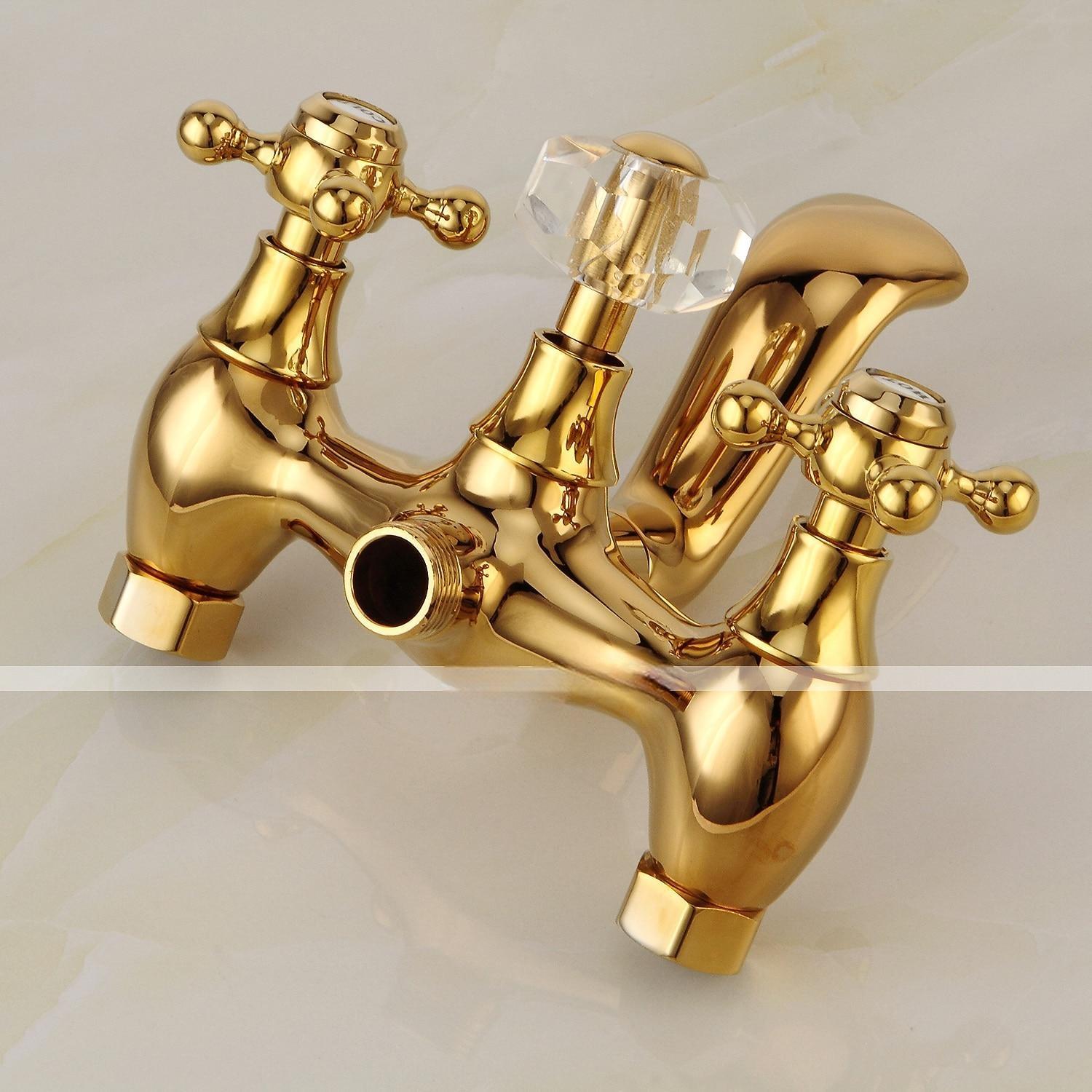 Bathtub Faucet Mixer Tap Telephone Style Luxury Golden Polish With Sprayer Hand Shower Rotate Spout tub Hot and Cold Water 2025 - CAD $239.99 –P4