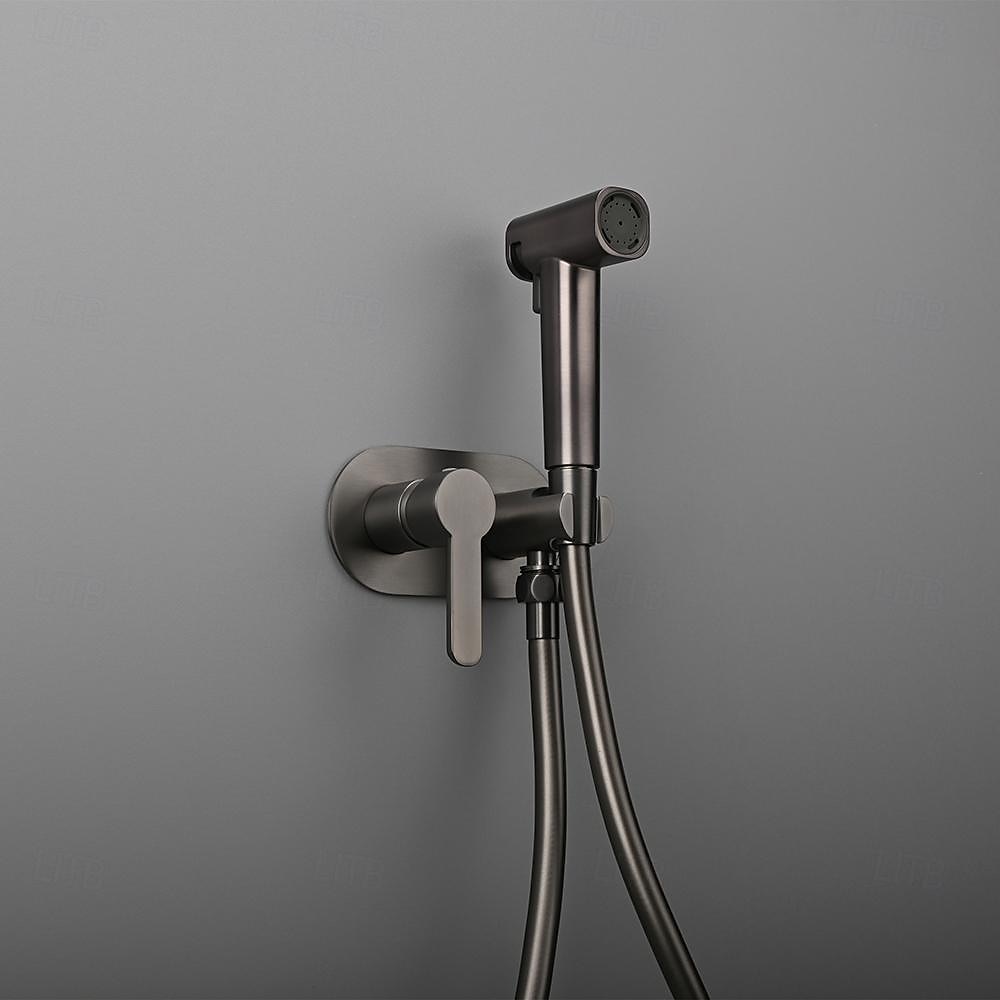 Brushed Grey Bidet Sprayer set wall Bidet shower Hot And Cold bidet Bathroom Solid Brass Shattaf Shower Faucet mixer tap 2025 - CAD $95.99 –P1