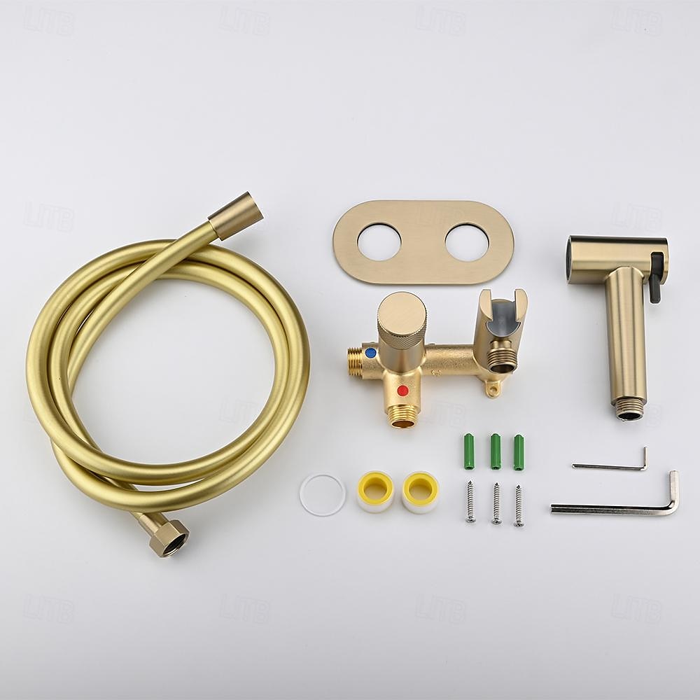 Concealed Bidet Sprayer 2Functions Water Flow Brass Valve Button Adjustable Cold/ Hot Mixer PVC HoseBrushed Gold Grey White 2025 - CAD $191.99 –P9