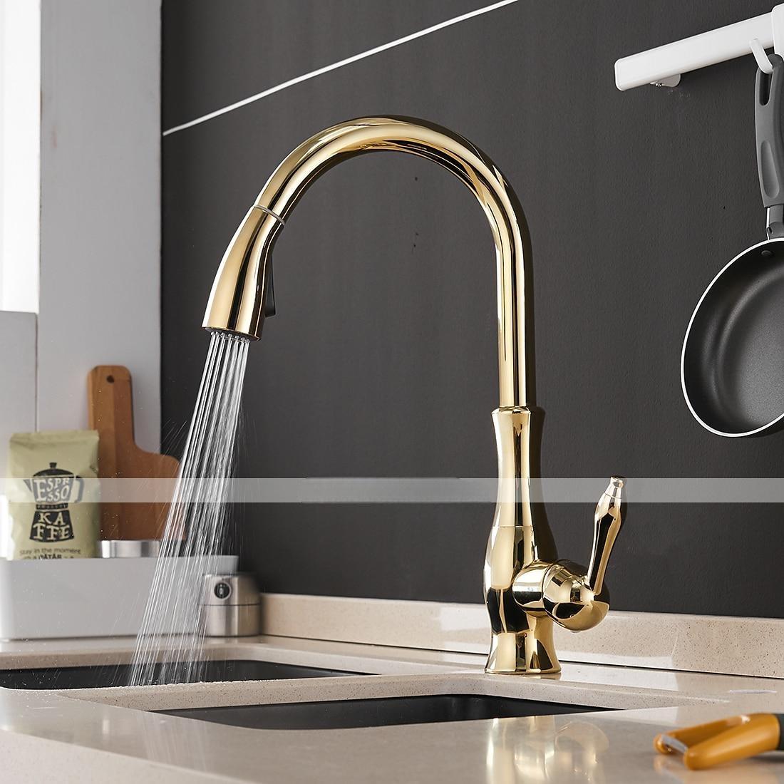 Kitchen Faucet with Sprayer Vessel Installation Nickel Brushed/Electroplated One Hole Widespread Pull Out/High Arc Brass Kitchen Faucet Contain with Cold and Hot Water 2025 - CAD $175.99 –P1