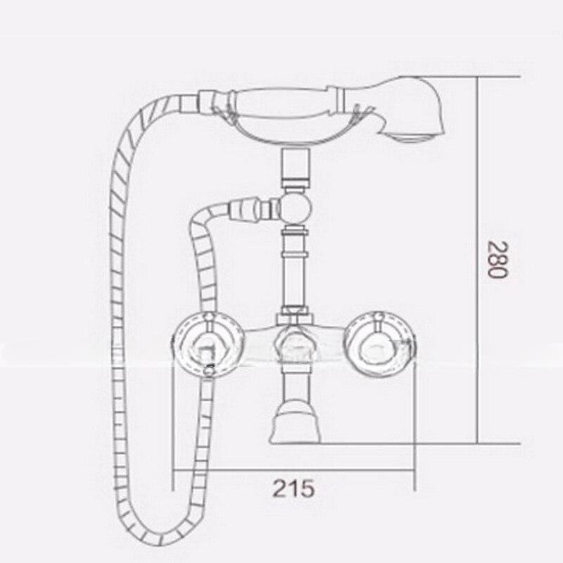 Antique Brass Wall Mounted  Shower Faucet Two Handles Two Holes Bathtub Shower Mixer Taps Contain with Handshower and Valve and Hot/Cold Water 2025 - CAD $127.99 –P2
