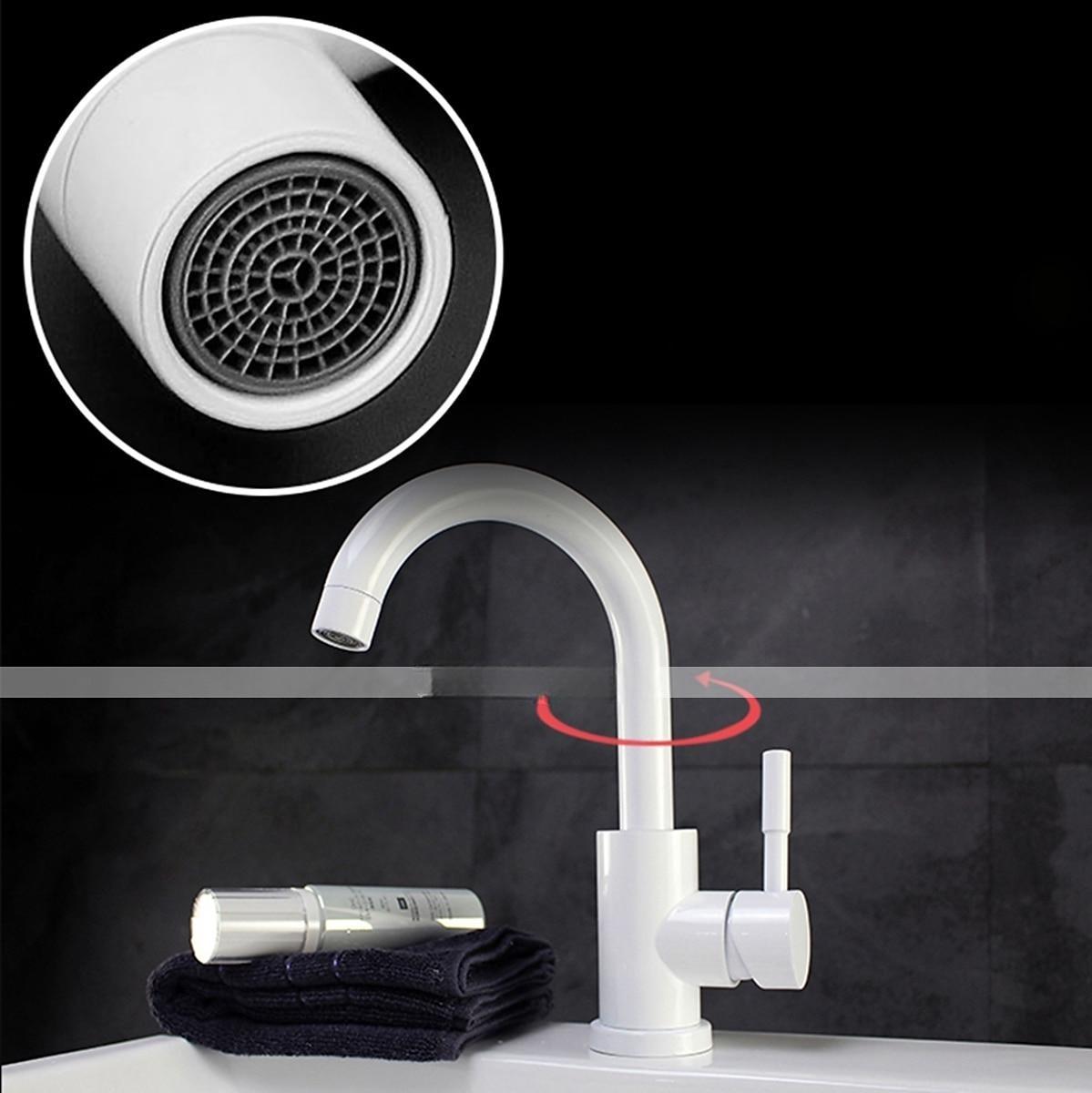 Bathroom Sink Faucet,Single Handle Black Nickel/White Dainted/Brushed Nickel One Hole Standard Spout Stainless Steel Bathroom Sink Faucet with Hot and Cold Water 2025 - CAD $63.99 –P11