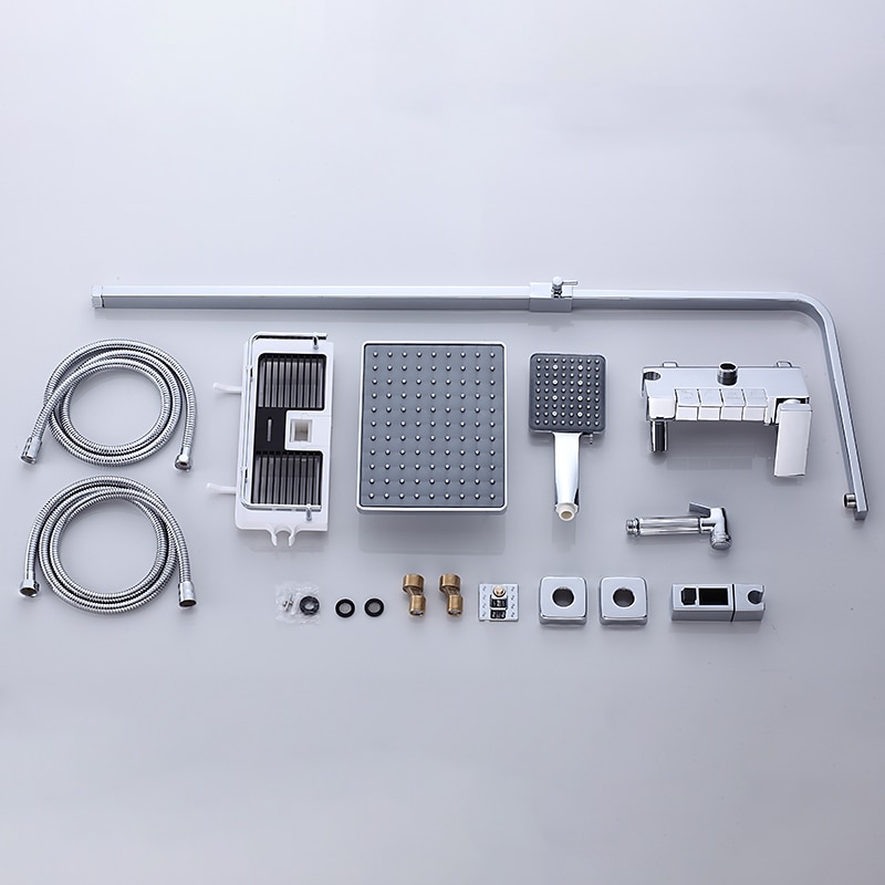 Shower System Faucet Set Wall Mounted 9 inch Rainfall Shower Head Handshower Handheld Sprayer with Holder Electroplated / Painted Finishes Mount Inside Ceramic Valve Bath Shower 2025 - CAD $328.99 –P4