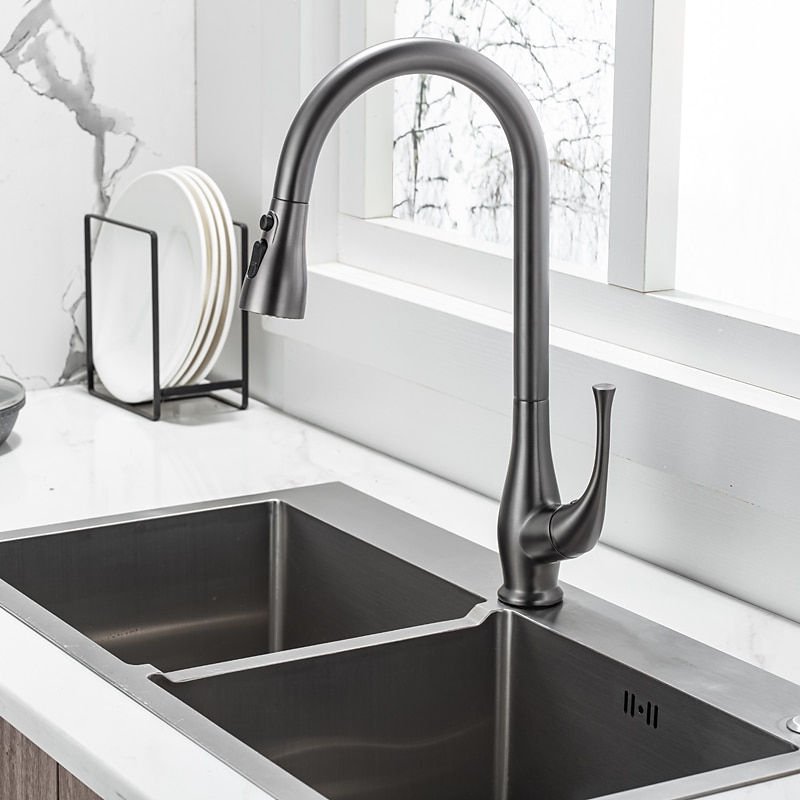 Kitchen Faucet with Pull-out SpraySingle Handle One Hole Nickel Brushed / Electroplated Pull-out / Pull-down / Standard Spout / Tall / High Arc Centerset 2025 - CAD $175.99 –P1
