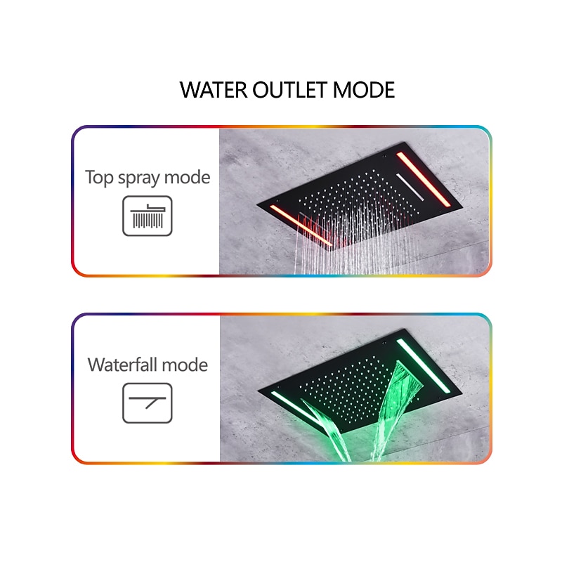 Shower FaucetRainfall Shower Head System / Thermostatic Mixer valve Set - Rainfall Shower Contemporary Painted Finishes Mount Inside Brass Valve Bath Shower Mixer Taps 2025 - CAD $956.99 –P5