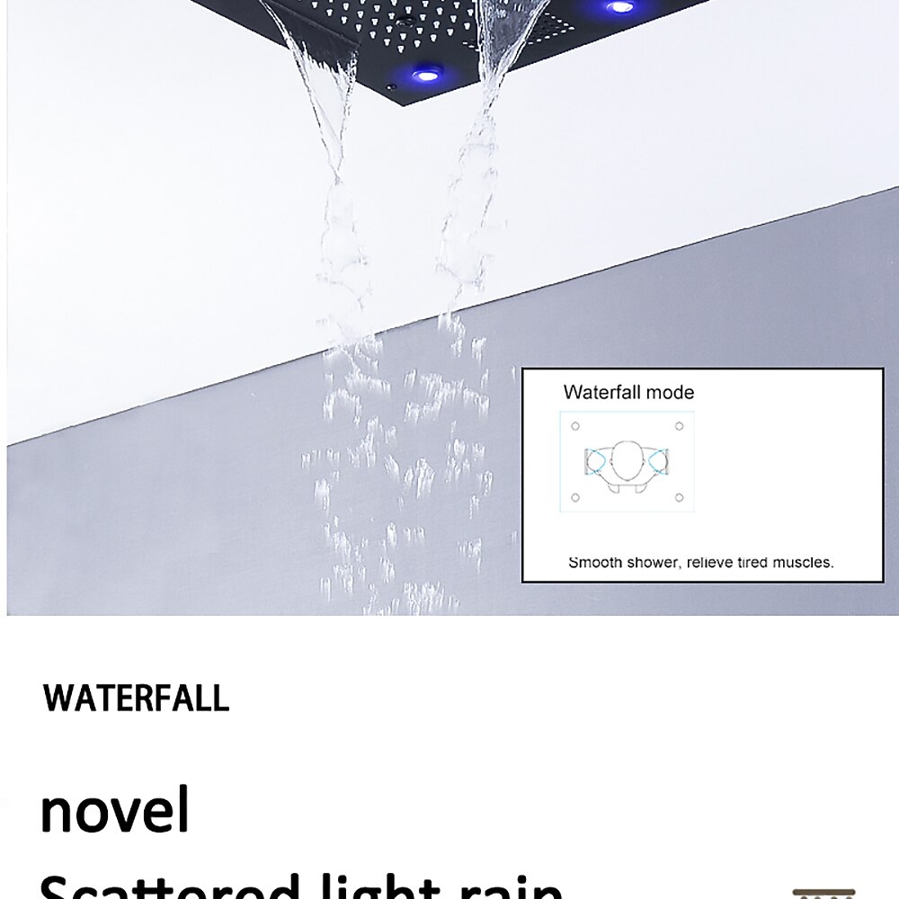 Shower FaucetRainfall Shower Head LED Waterfall Rain Contemporary Chrome/Painted Finishes Ceiling Mounted Bath Showerhead for Shower Room Bluetooth Remote Control Bathroom Plumbing Accessories 2025 - CAD $797.99 –P7