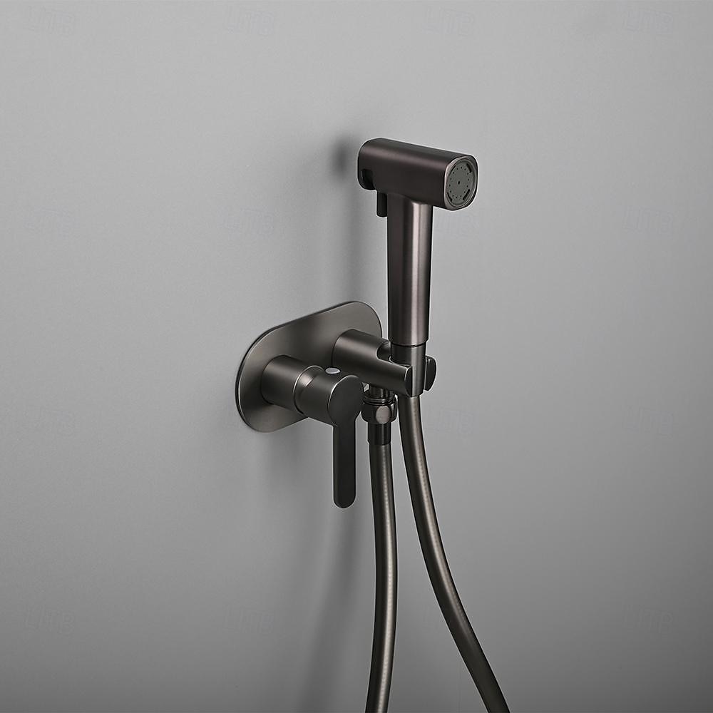 Brushed Grey Bidet Sprayer set wall Bidet shower Hot And Cold bidet Bathroom Solid Brass Shattaf Shower Faucet mixer tap 2025 - CAD $95.99 –P4