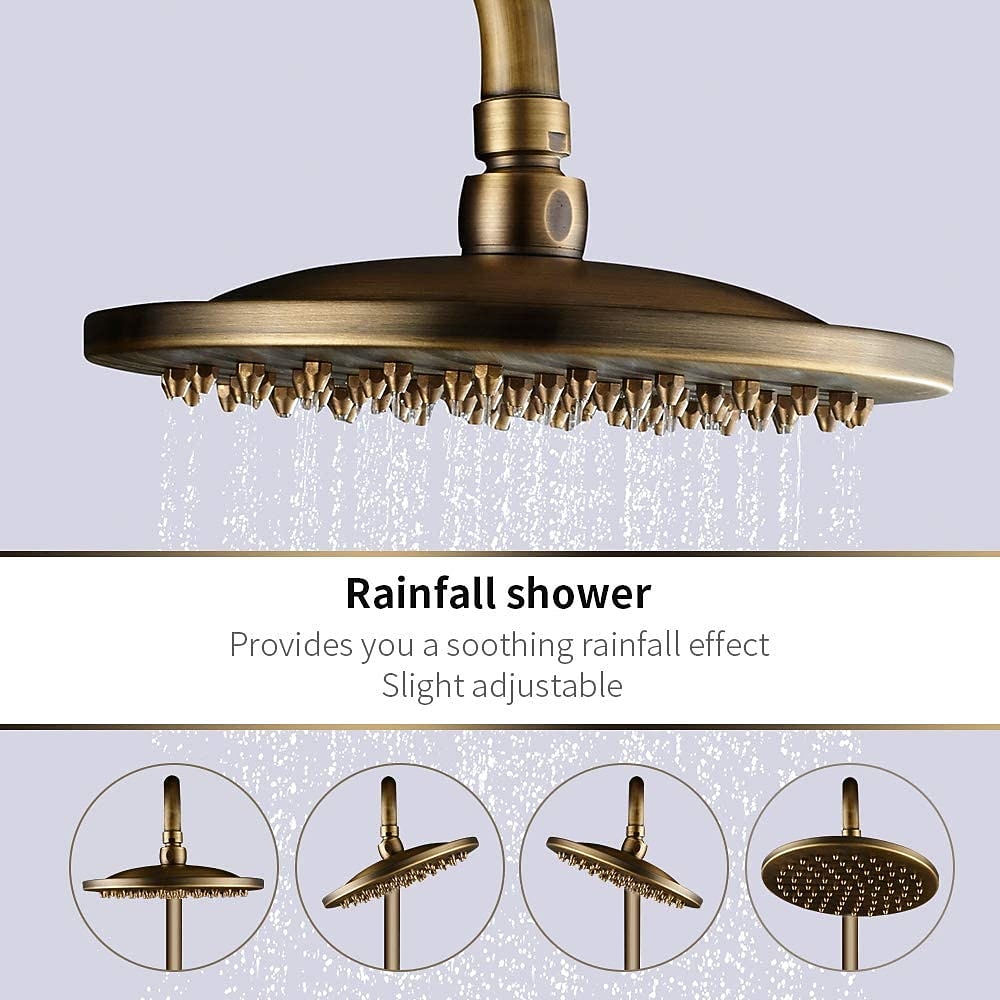 Shower FaucetShower System SetBrass Single Handle Three Holes Rainfall Wall Mounted Shower System Ceramic Valve Bath Shower Mixer Taps with Hot and Cold Water Switch 2025 - CAD $303.99 –P1