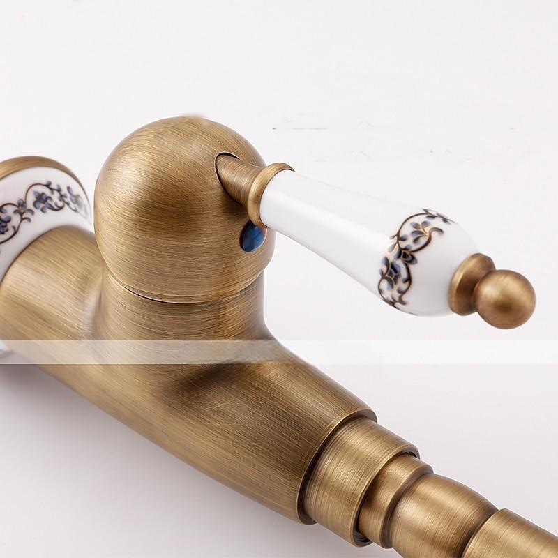 Kitchen Faucet,Brass Antique Brass Ceramics Rotatable Single Handle One Hole Kitchen Tap with Cold and Hot Water and Ceramic Valve 2025 - CAD $79.99 –P1
