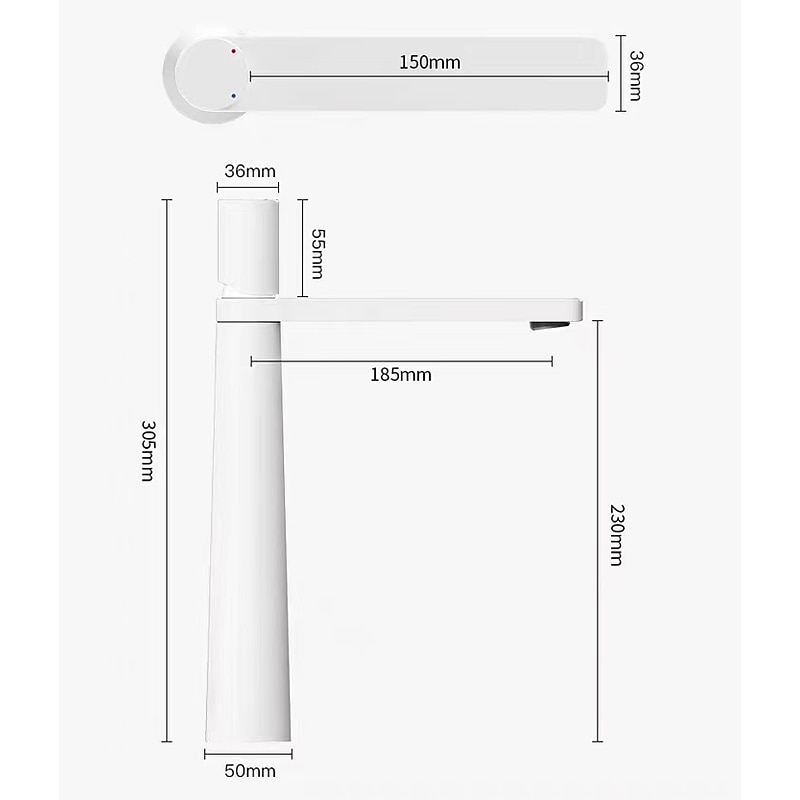 Bathroom Sink Mixer Faucet Tall, Monobloc Washroom Basin Taps Single Handle One Hole Deck Mounted, with Hot and Cold Hose, Brass Vessel Taps 2025 - CAD $127.99 –P1