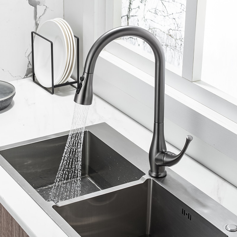 Kitchen Faucet with Pull-out SpraySingle Handle One Hole Nickel Brushed / Electroplated Pull-out / Pull-down / Standard Spout / Tall / High Arc Centerset 2025 - CAD $175.99 –P3