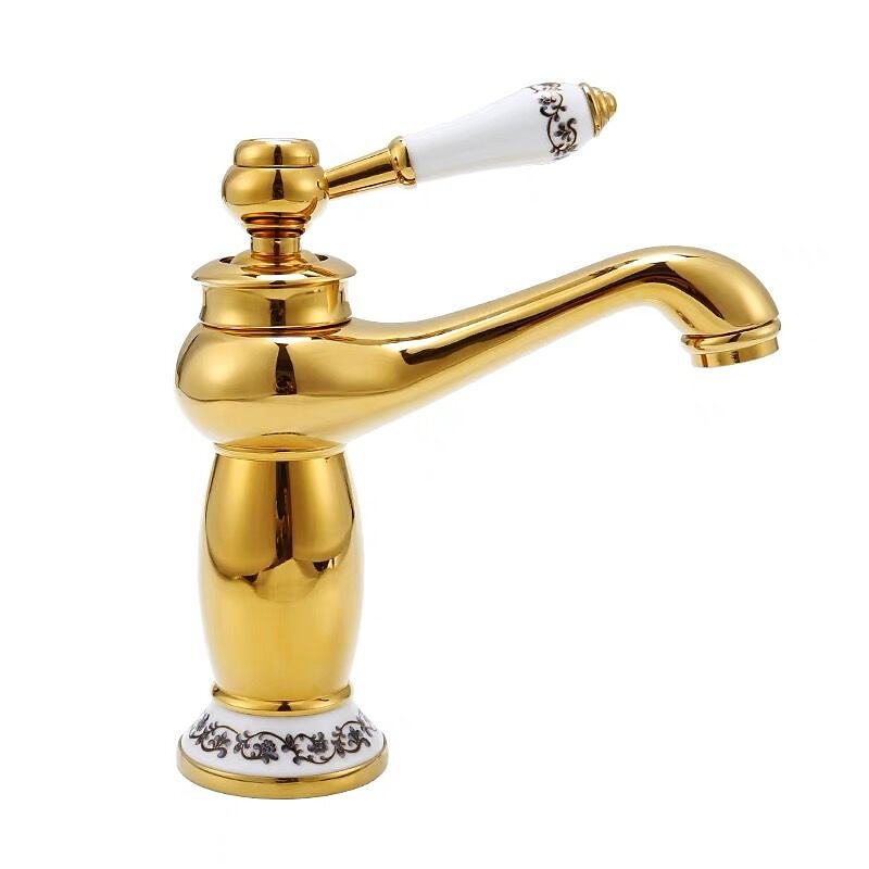 Brass Bathroom Sink Faucet,Ti-PVD Finish Single Handle One Hole Bath Taps with Hot and Cold Switch and Ceramic Valve 2025 - CAD $84.99 –P8