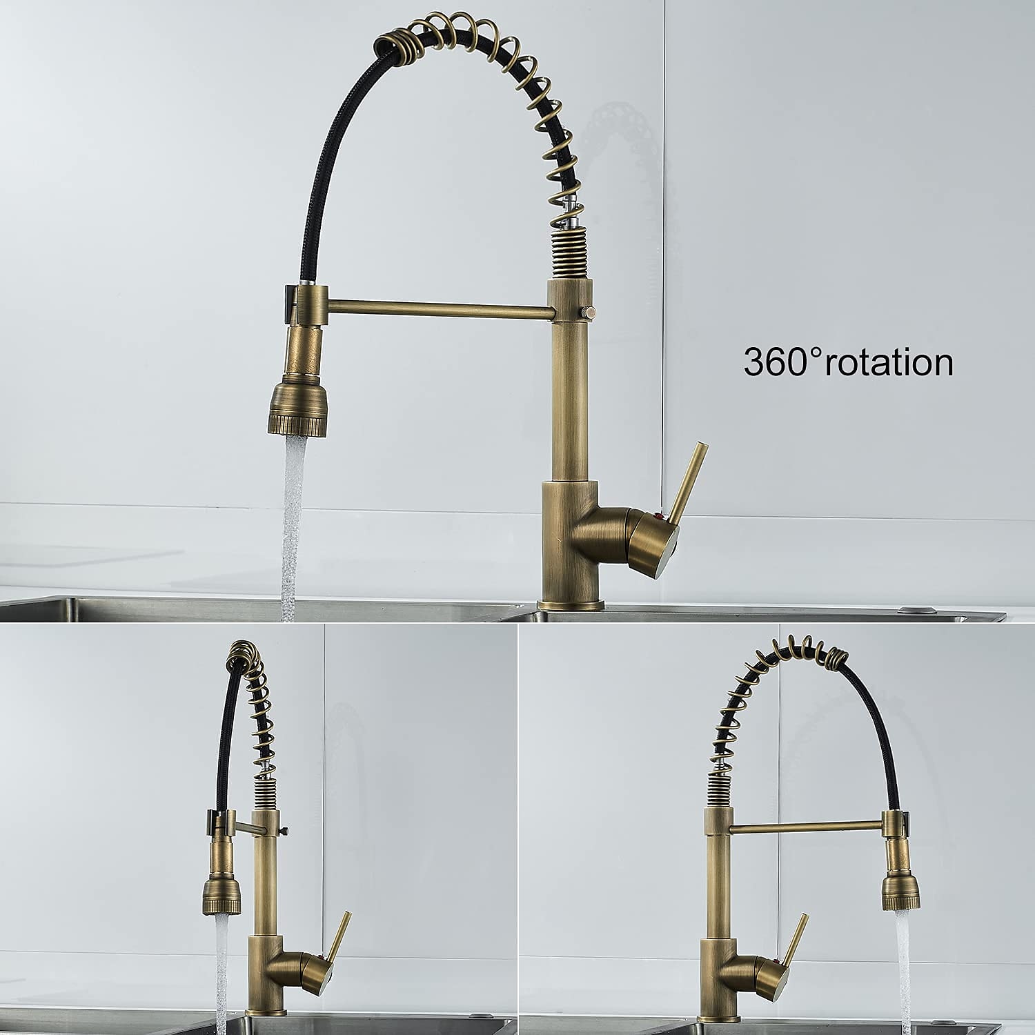 Kitchen FaucetBrass Pull-out/Pull-down Rotatable Single Handle One Hole Multi-function Water Mode Brass Kitchen Taps with Soap Dispenser 2025 - CAD $143.99 –P3