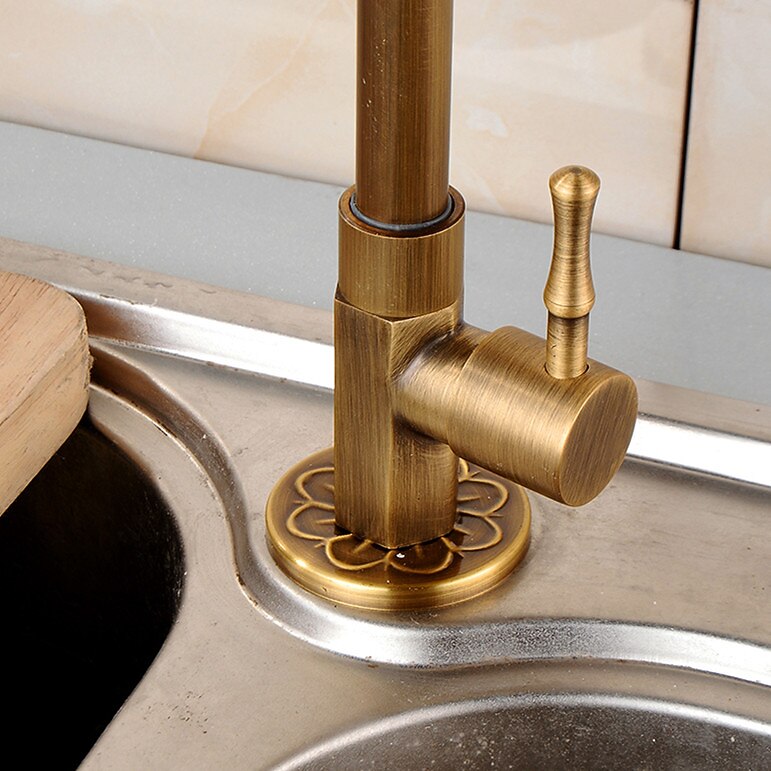 Kitchen faucet - Single Handle One Hole Antique Brass Standard Spout Centerset Antique Kitchen Taps 2025 - CAD $79.99 –P4