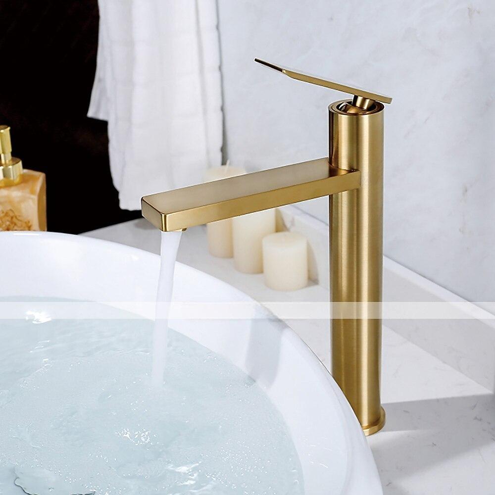 Bathroom Sink Faucet - Single Brushed Gold Centerset Single Handle One HoleBath Taps 2025 - CAD $159.99 –P8