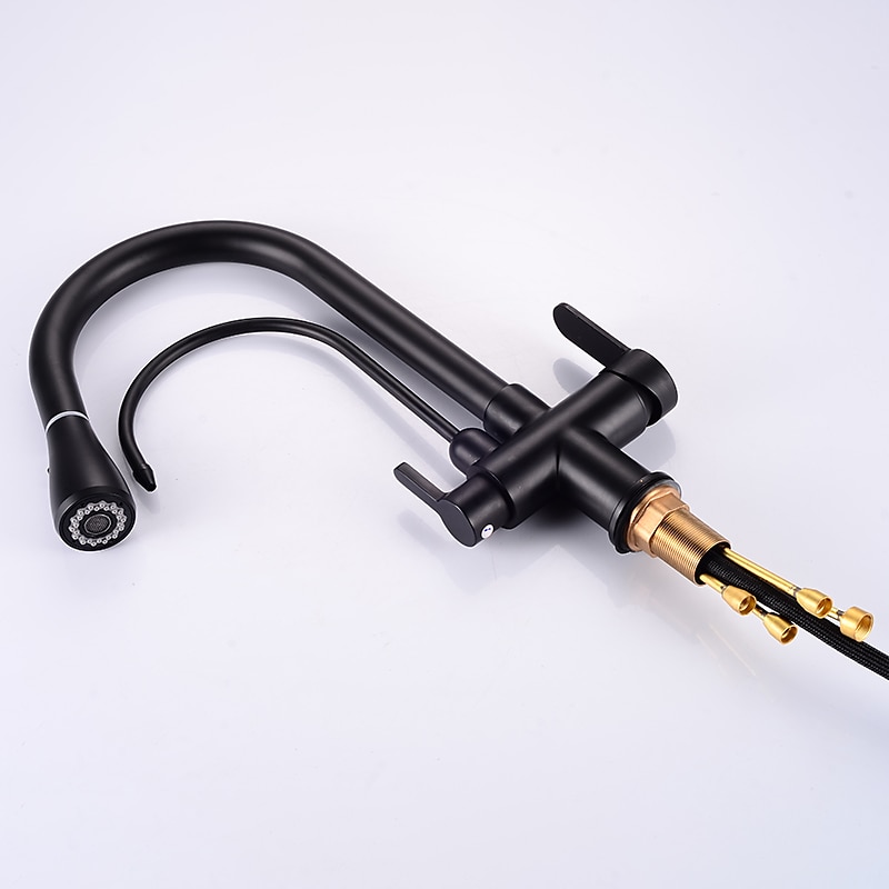 Kitchen faucet - Two Handles One Hole Electroplated / Painted Finishes Pull-out / Pull-down / Tall / High Arc / Purified water Centerset Modern Contemporary Kitchen Taps 2025 - CAD $159.99 –P3