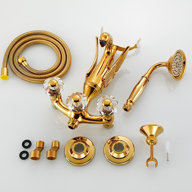 Bathtub Faucet - Contemporary Antique Brass Wall Installation Brass Valve Bath Shower Mixer Taps 2025 - CAD $398.99 –P1