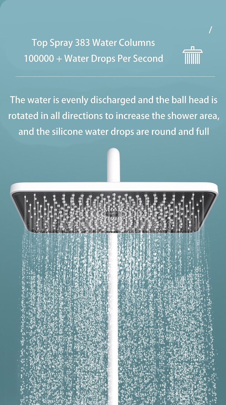Shower FaucetRainfall Shower Set Piano Digital Intelligent Brass Bathroom Faucets Hot Cold Waterfall Tap Rainfall Gray/White/Black Shower System 2025 - CAD $446.99 –P9