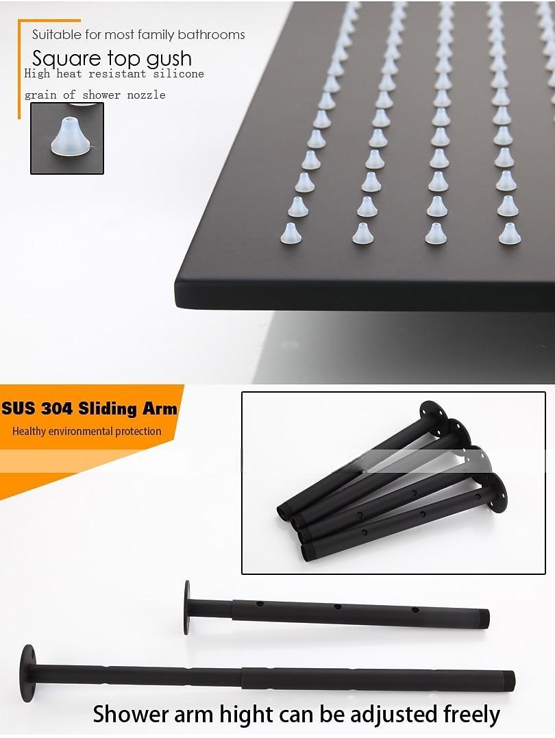 Shower FaucetContemporary Black Bath Shower Faucet Set / 16 Inch Bathroom Rain LED Shower Head / Hot And Cold Mixer Valve / Brass Hand Shower Included 2025 - CAD $1116.99 –P4