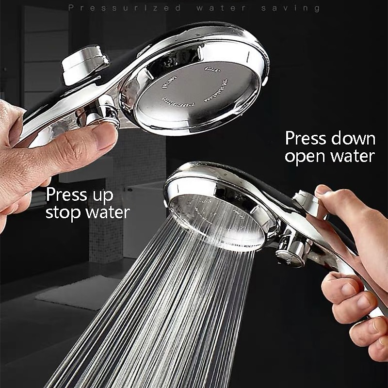 High Pressure Shower Head with Stop Button Water Pressure Adjustable Exquisite Spray Saving Large Panel ABS Shower Spray Nozzle Handhold Shower head Water Saving Stepless Adjustable Button Rotating 2025 - CAD $9.99 –P3