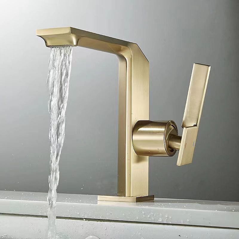 Waterfall Bathroom Sink Mixer Faucet Brass, Single Handle Washroom Basin Taps One Hole Faucets with Hot and Cold Hose, Waterfall Spout Brass Bathroom Tap Chrome Black Gold Grey 2025 - CAD $111.99 –P10