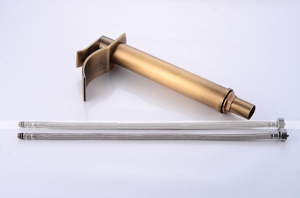 Antique Copper Bathroom Sink Faucet,Golden Waterfall Single Handle One Hole Bath Taps with Hot and Cold Water Switch 2025 - CAD $111.99 –P2